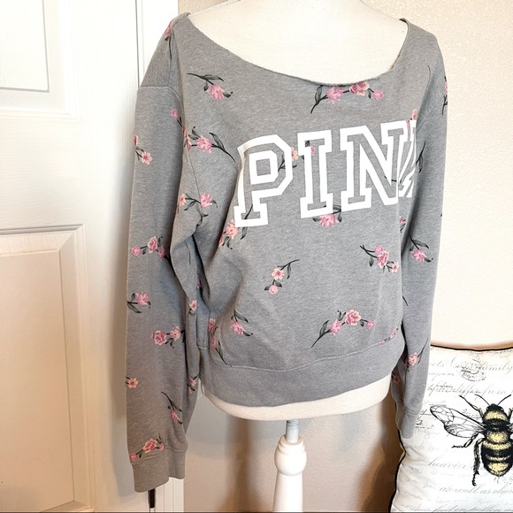 Victorias Secret Pink Crew floral sweater large - Picture 3 of 5